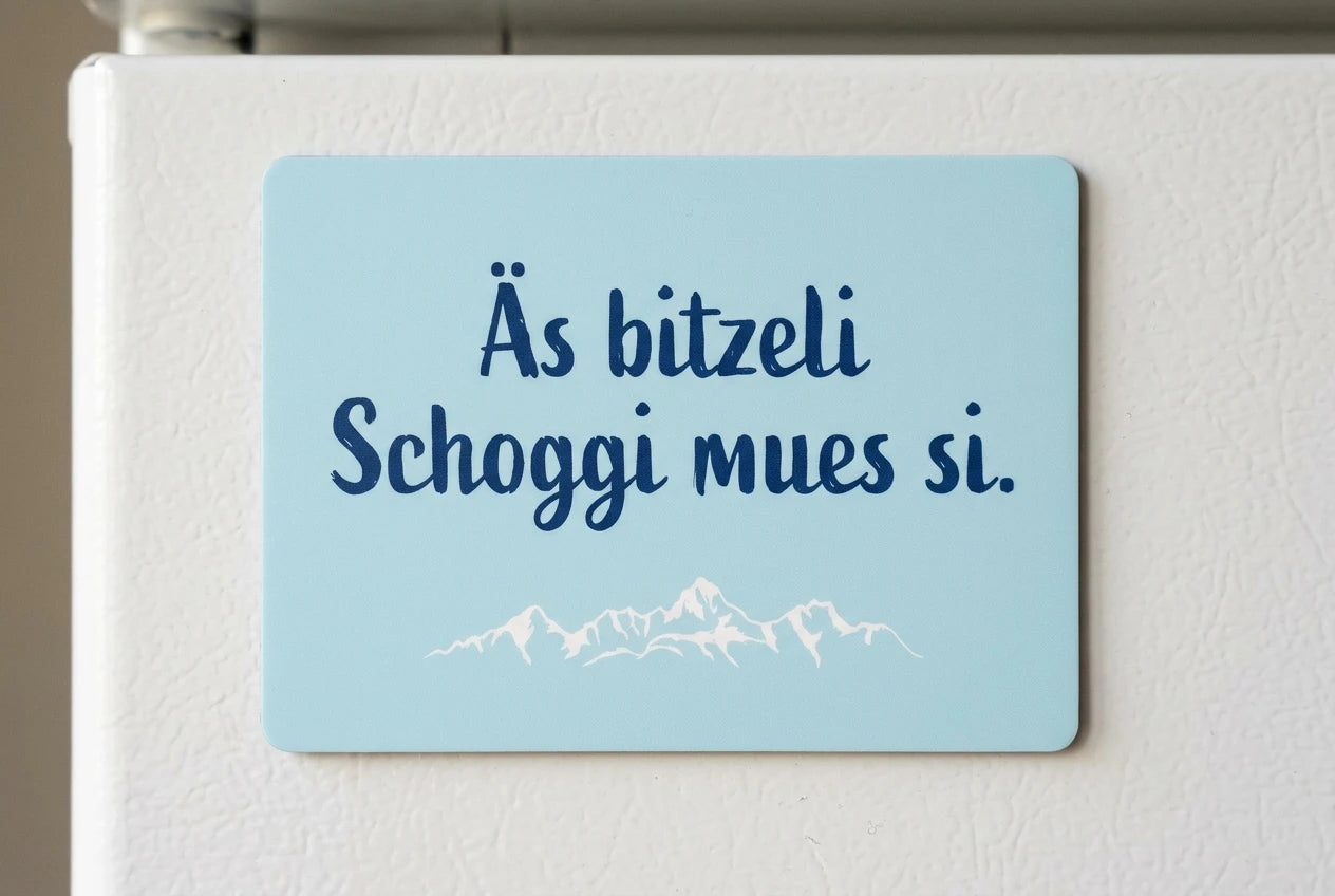 Magnet: Äs bitzeli Schoggi mues si.